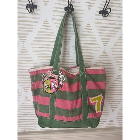 Goldie 7 Bunny Striped Canvas Tote Bag - Picture 1 of 9